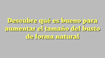 Descubre qué es bueno para aumentar el tamaño del busto de forma natural