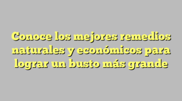 Conoce los mejores remedios naturales y económicos para lograr un busto más grande