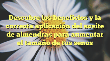 Descubre los beneficios y la correcta aplicación del aceite de almendras para aumentar el tamaño de tus senos